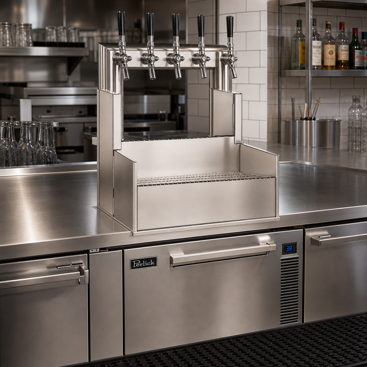 Product image #2 for Perlick Top Shelf TSD Series 24-Inch x 24-Inch Stainless Steel Underbar Beer Drainer for 4060A Series Space Saver Dispensing Heads