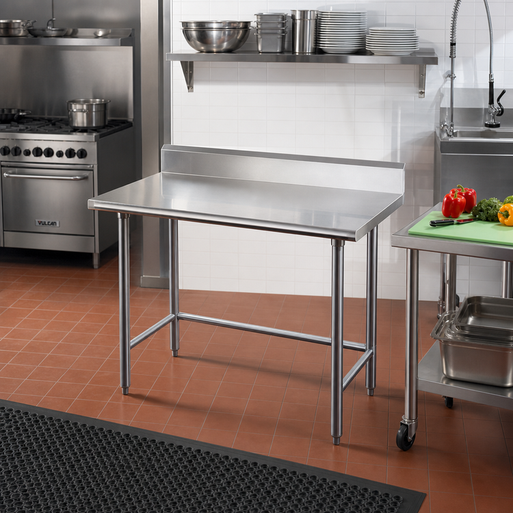 Product image #2 for Advance Tabco 30-Inch x 24-Inch 16-Gauge 304 Stainless Steel Work Table with 5-Inch Backsplash