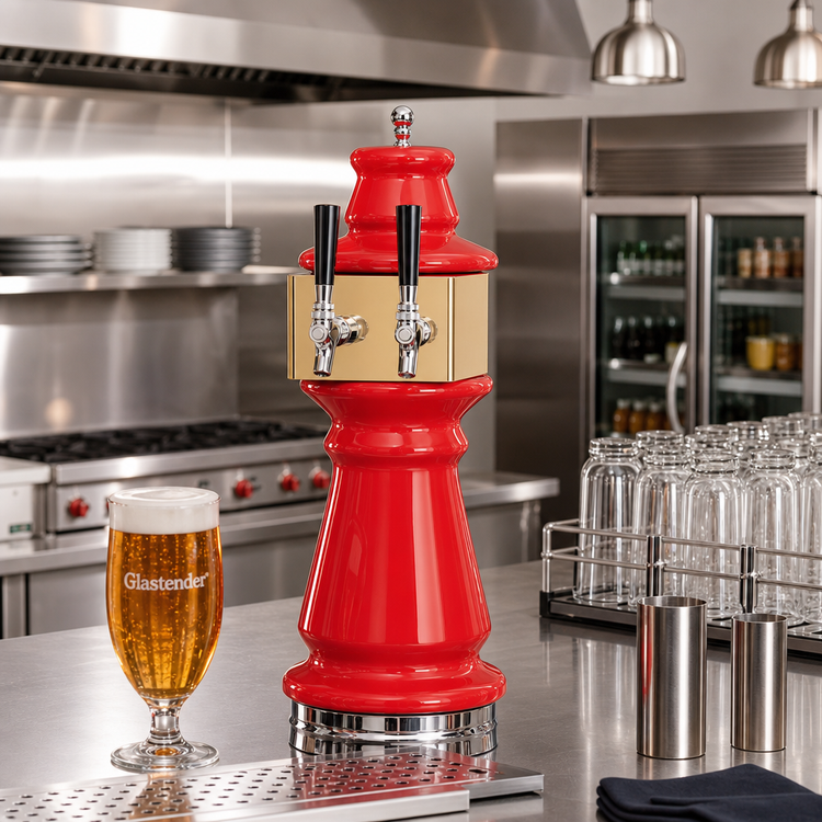 Product image #2 for Glastender Vienna 2-Faucet Polished Brass Glycol-Cooled Countertop Draft Dispensing Tower