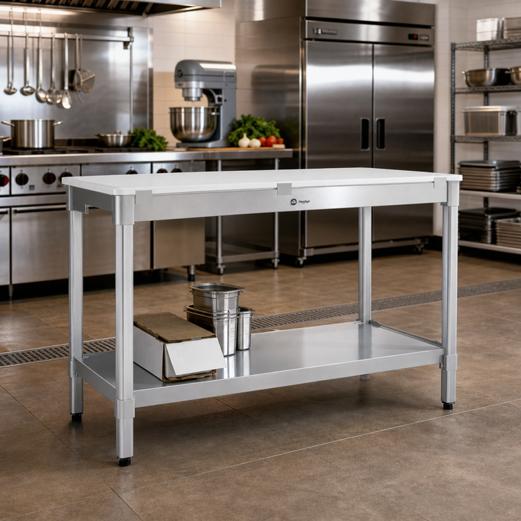 Product image #2 for New Age 84-Inch x 24-Inch Poly Top Work Table with Aluminum Open Base