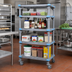 Thumbnail image #2 for Quantum Millenia Mobile Polymer Shelving Starter Unit with 4 Open Grid Shelves, 54 x 24 x 74 Inches, Gray