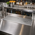 Thumbnail image #2 for Surface-Mount 8 Inch x 24 Inch Brushed Stainless Steel Drip Tray Trough with Glass Rinser