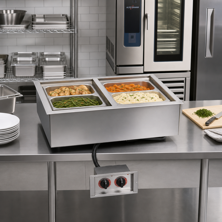 Product image #2 for Alto-Shaam Halo Heat Drop-In Electric Waterless Hot Food Well Unit, 2 Full-Size and 2 Third-Size Pan Capacity