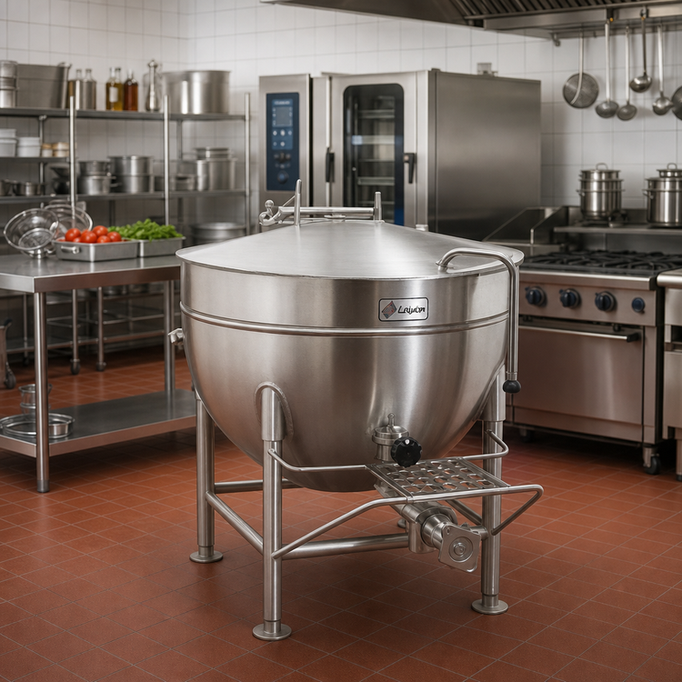 Product image #2 for Legion 25-Gallon Stationary Direct Steam Kettle with Full Jacket and Draw-Off Valve