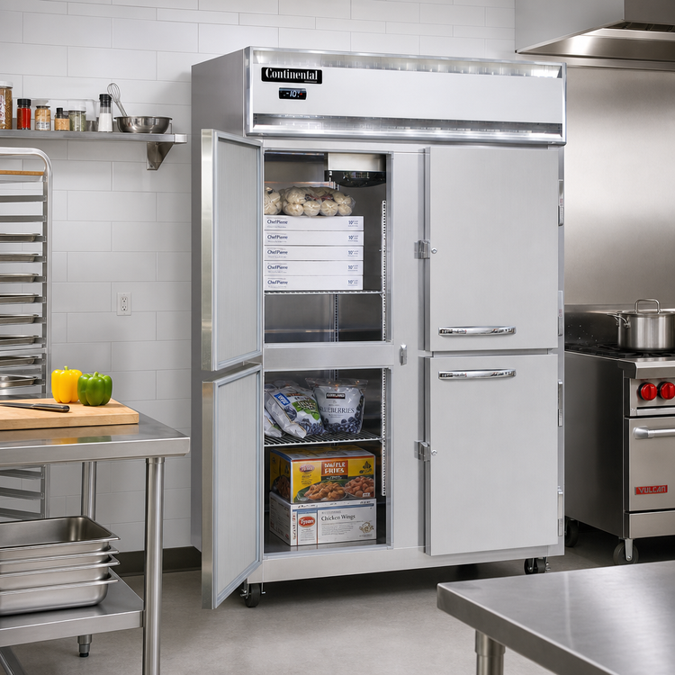 Product image #2 for Continental Refrigerator 2FNPTHD Two-Section Pass-Thru Reach-In Freezer with Half Doors