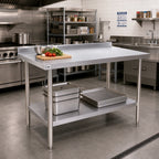 Thumbnail image #2 for Klinger's Trading 16GA-ABST2484 84-Inch x 24-Inch Stainless Steel Work Table with 16-Gauge Top, 2-Inch Rear Up-Turn and Undershelf