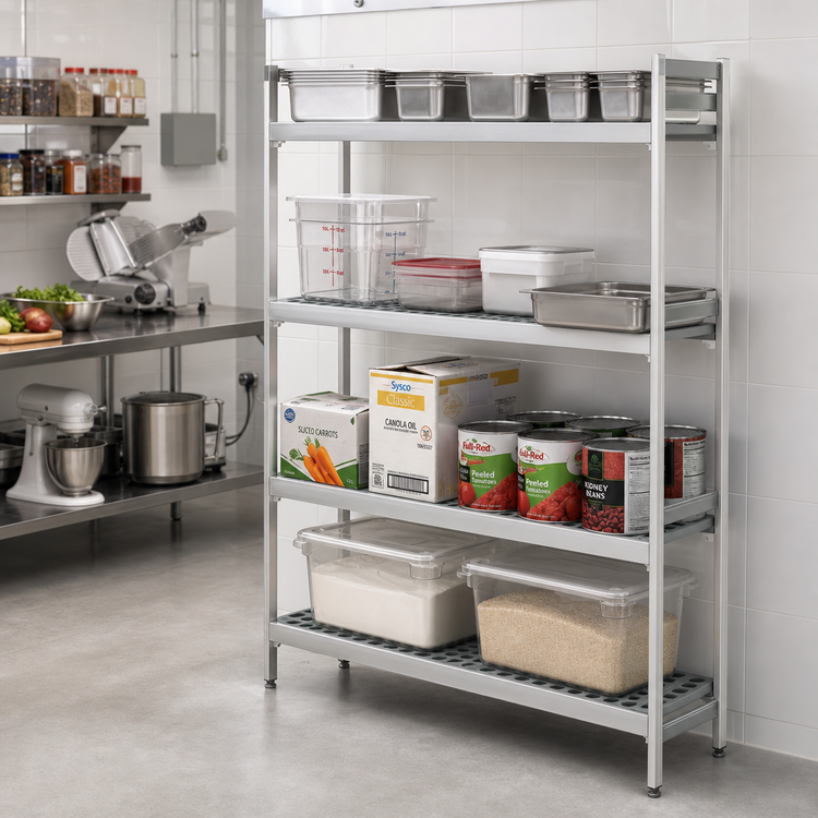 Product image #2 for Fermostock 4-Tier Polymer Shelving Unit Expansion Kit with Removable Polymer Inserts, 42W x 22D x 66H