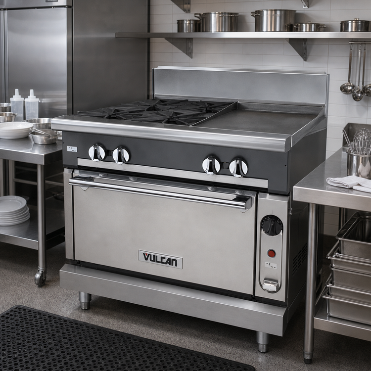 Product image #2 for Vulcan V Series 36-Inch Heavy Duty Gas Range with 2 Open Burners, 24-Inch Griddle and Standard Oven