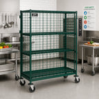 Thumbnail image #2 for Metro Super Erecta SEC33EK3 Mobile Wire Security Cage, Green Epoxy Coated, No Shelves, 40-3/4 x 21-1/2 x 68-1/2 Inches