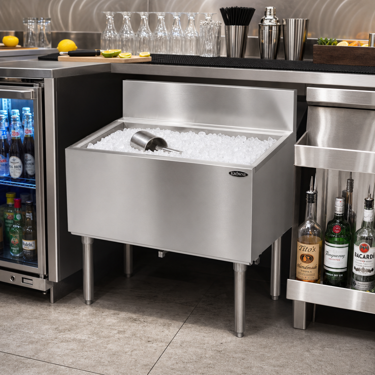 Product image #2 for Krowne Royal Series 30-Inch Stainless Steel Underbar Ice Bin/Cocktail Unit, 92 lb Capacity
