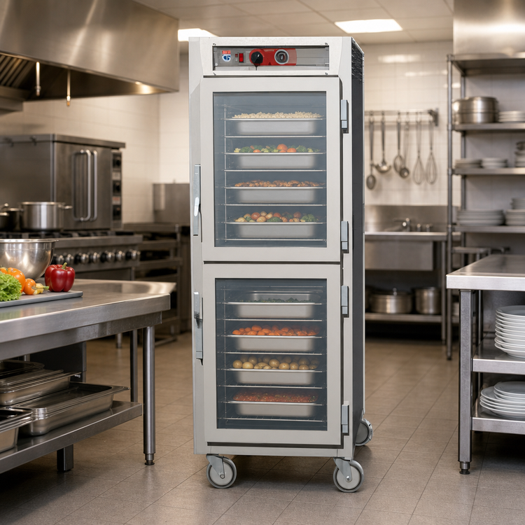 Product image #2 for Metro C5 6 Series Full-Height Mobile Pass-Thru Heated Holding Cabinet with Dutch Double-Pane Tempered Glass Doors