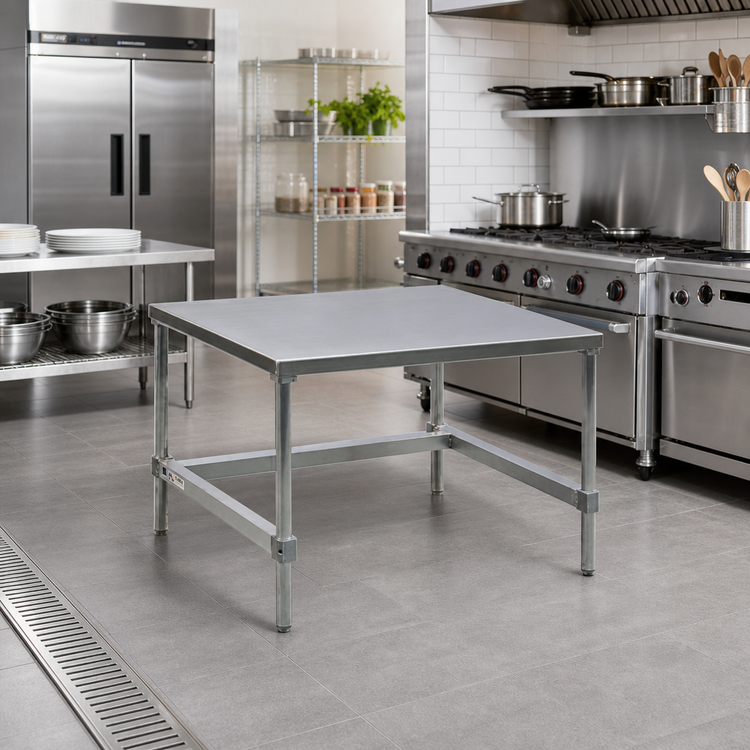 Product image #2 for New Age 60"W x 30"D x 24"H Stationary Aluminum Equipment Stand with Removable 12-Gauge Top and Open Base