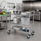 Thumbnail image #2 for Quantum WRC-1848-3CO Conductive 3-Shelf Wire Utility Bus Cart, 48 x 18 Inches, 1200 lb Capacity, Chrome Plated