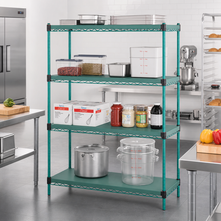 Product image #2 for QuadPlus Solid Polymer Shelf Mat, 48 x 24 Inches, Green, with QuadTruss Wire Frame