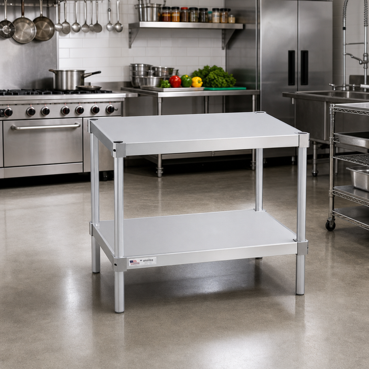 Product image #2 for Stationary Modular Aluminum Equipment Stand with 2 Adjustable Solid Shelves