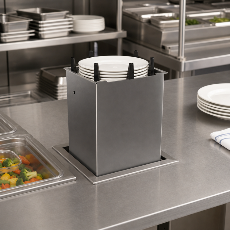 Product image #2 for Atlas Metal Unheated Drop-In Oval Platter Dispenser with Open Frame, 11-3/4 x 10-1/8 Inch Max Platter Size
