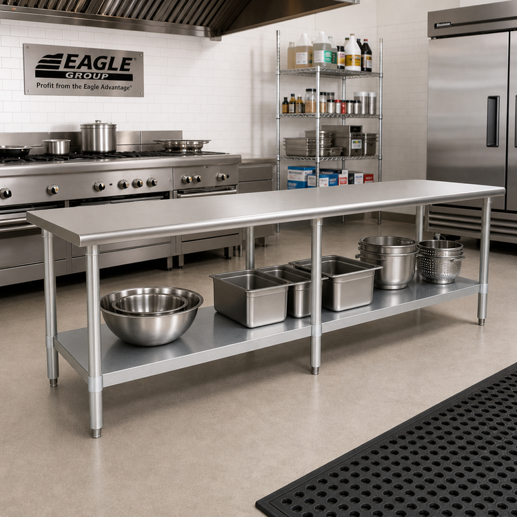 Product image #2 for Eagle Group Spec-Master T24144E 144-Inch x 24-Inch Flat Top Work Table with Adjustable Undershelf