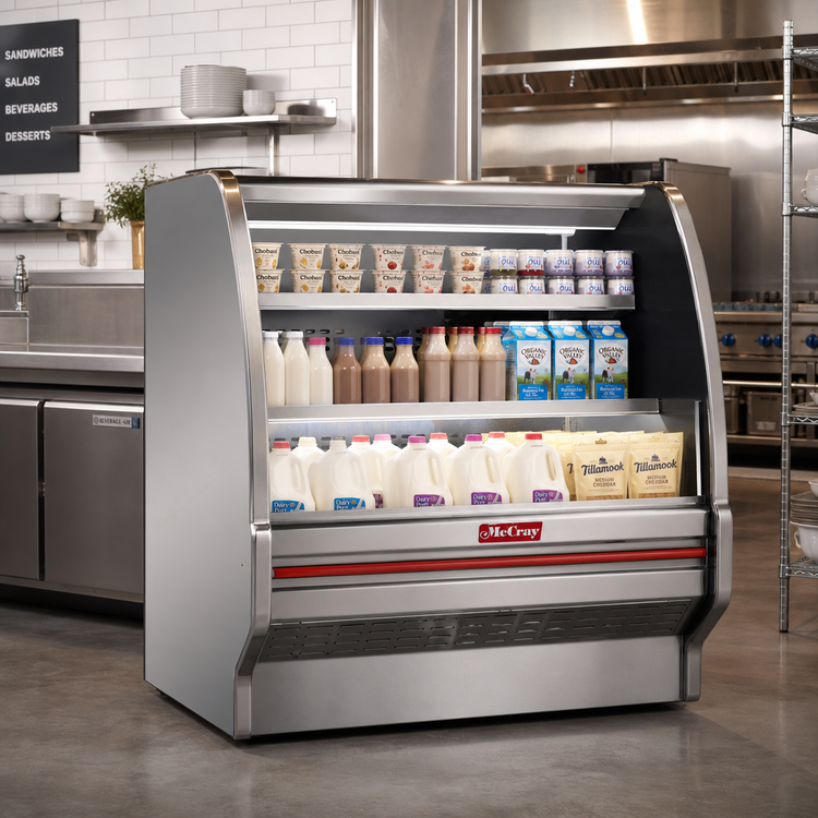 Product image #2 for Howard-McCray 40E Series 39-Inch Curved End Dairy Open Merchandiser, Stainless Steel, Remote-Refrigeration Ready, LED Lighting