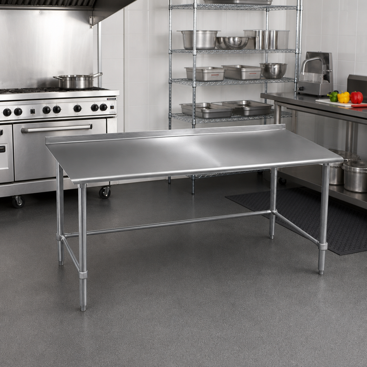 Product image #2 for Eagle Group Budget Series 48" W x 30" D 430 Stainless Steel Work Table with 1-1/2" Rear Up-Turn and Galvanized Base