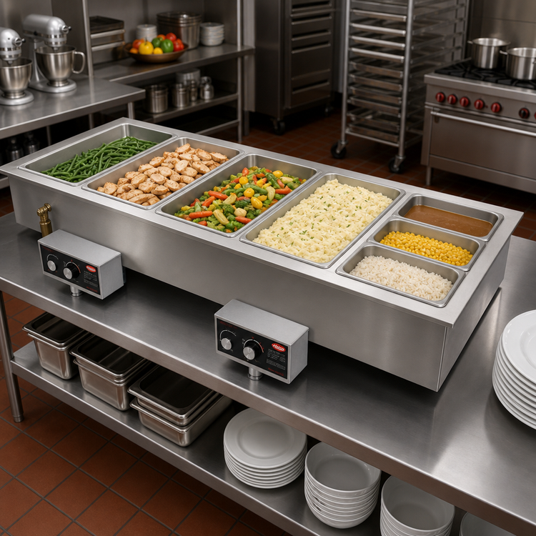 Product image #2 for Hatco Drop-In Insulated Heated Food Well with 5 Full-Size Pan Capacity and Manifold Drains