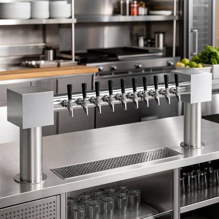 Product image #2 for Krowne Hammer Head 10-Faucet Glycol-Cooled Countertop Beer Tower, Brushed Stainless Steel