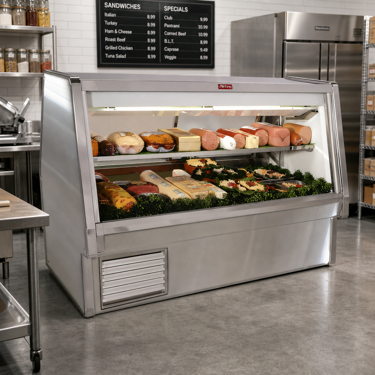 Product image #2 for Howard-McCray 34E Series Double Duty Deli Meat & Cheese Service Case, 76-1/2 In., Self-Contained, Straight Glass, Stainless Steel, LED Lighting