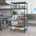 Thumbnail image #2 for Quantum 5-Tier Stationary Wire Plastic Mat Shelving Unit, 48 x 14 x 74 Inches, Green Epoxy Coated