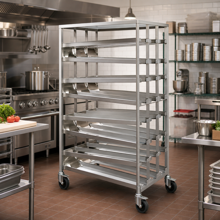 Product image #2 for Dinex 84-Can #10 Mobile Can Rack with Stainless Steel Top and 4-Inch Casters
