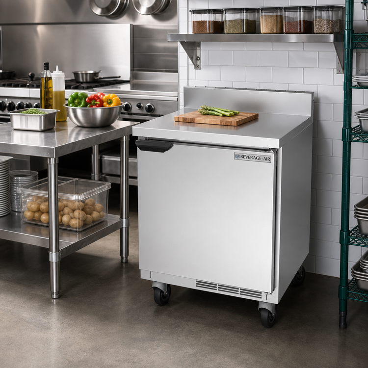 Product image #2 for Beverage-Air WTR27HC-FIP 27-Inch Shallow Depth Worktop Refrigerator, 1 Section, Solid Door, Foamed-In-Place Backsplash