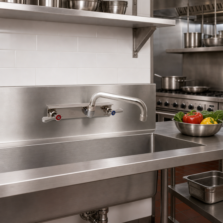 Product image #2 for BK Resources Evolution 8" Center Splash-Mounted Faucet with 8" Swing Spout