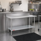 Thumbnail image #2 for Duke Manufacturing 314-2430-5R 30 x 24 Inch 14-Gauge 300 Series Stainless Steel Work Table with 5-Inch Riser and Galvanized Undershelf