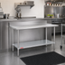 Thumbnail image #2 for Duke 30 x 24 Inch 14-Gauge 300 Series Stainless Steel Work Table with 5-Inch Riser and Galvanized Undershelf