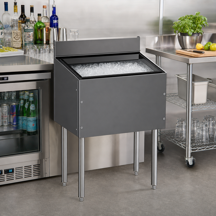 Product image #2 for CHOICE 42-Inch x 19-Inch Stainless Steel Underbar Ice Bin with Built-In 10-Circuit Cold Plate