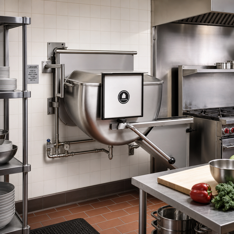Product image #2 for Legion TWWT-60 60 Gallon Direct Steam Tilting Wall-Mount Kettle