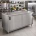 Thumbnail image #2 for Advance Tabco 120-Inch x 30-Inch Enclosed Work Table with Cabinet Base, Mid-Shelf, and Sliding Doors