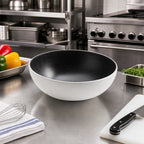 Thumbnail image #2 for American Metalcraft Lift LFTBB9 68 oz Round Angled Melamine Bowl, White with Black Speckles Case of 12