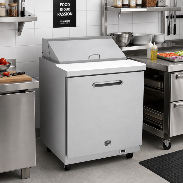 Product image #3 for Kelvinator Commercial One-Section Refrigerated Sandwich/Salad Prep Table, 27-7/8" W, Rear-Mounted Self-Contained Refrigeration
