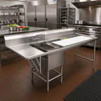 Thumbnail image #2 for Eagle Group Spec-Master FNP2820-1-48TR 1-Compartment Stainless Steel Prep Sink, 48" Trough Prep Area, 28"W x 20"D x 14" Deep, Floor Model