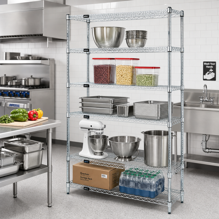Product image #2 for Quantum 48"W x 24"D x 54"H 5-Shelf Stainless Steel Wire Shelving Starter Kit