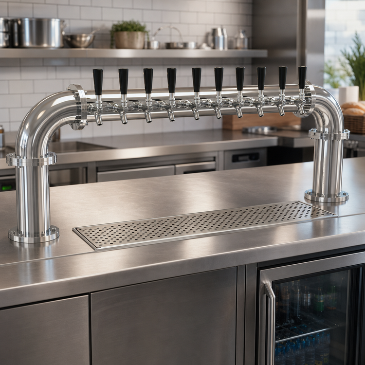 Product image #2 for Glastender 10-Faucet Air-Cooled Pipe Pass-Thru Countertop Draft Dispensing Tower