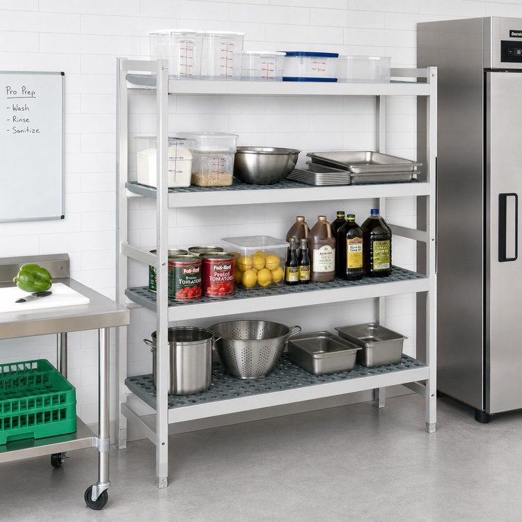 Product image #2 for Fermostock 4-Tier Stationary Starter Shelving Unit with Removable Polymer Inserts, 42W x 22D x 83H
