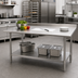 Thumbnail image #2 for Advance Tabco Special Value Series 60-Inch x 30-Inch 18 Gauge 430 Stainless Steel Work Table with 5-Inch Backsplash and Undershelf