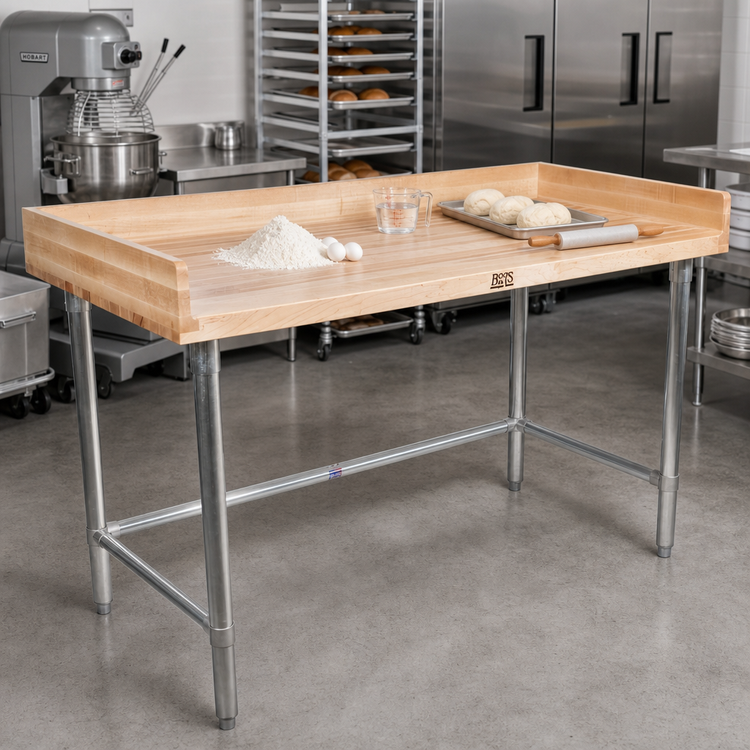 Product image #2 for John Boos 48-Inch x 30-Inch Bakers' Top Work Table with 1-3/4-Inch Maple Top and Stainless Steel Base