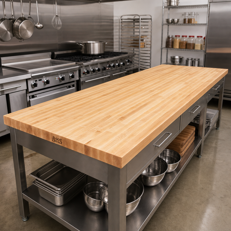 Product image #2 for Boos Block 120 x 30-Inch Blended Edge Grain Maple Kitchen Countertop, Flat, No Backsplash, Oil Finish