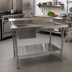 Thumbnail image #2 for BK Resources 60-Inch Stainless Steel Sink Table with Left Prep Sink, 6-Inch Backsplash, and Undershelf