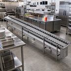 Thumbnail image #2 for Dinex DXIESSW10 10-Foot Stainless Steel Skate Wheel Tray Make-Up Conveyor, Non-Powered, Nylon Wheels
