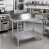 Thumbnail image #2 for BK Resources 30 x 24 Inch Stainless Steel Work Table with 5 Inch Backsplash and Galvanized Undershelf
