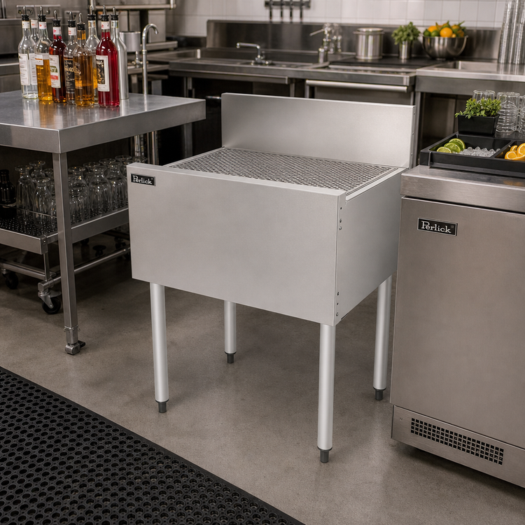 Product image #3 for Perlick TS Series 24-Inch Freestanding Stainless Steel Underbar Drainboard with 6-Inch Backsplash