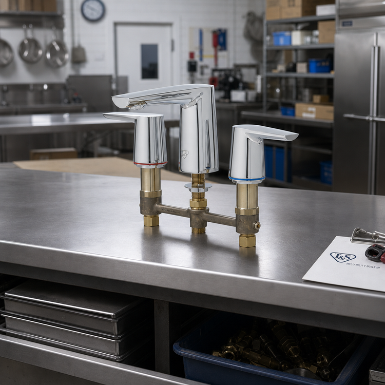 Product image #2 for T&S Brass LakeCrest Aesthetic 8" Concealed Widespread Lavatory Faucet, Polished Chrome