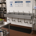 Thumbnail image #2 for Advance Tabco 100-Inch Wall Mounted 5-Station Multiwash Hand Sink with 5 Electronic Faucets, 304 Stainless Steel